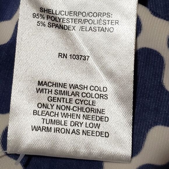 🔹️JM Collection Blue & White Print Faux Wrap Sleeveless Belted Dress Size 14 - Picture 9 of 9